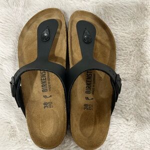 Birkenstock Black and Brown Toe Loop Sandals